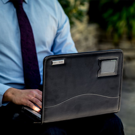 Broonel Contour Universal 13 inch Genuine Leather Laptop Case - Black