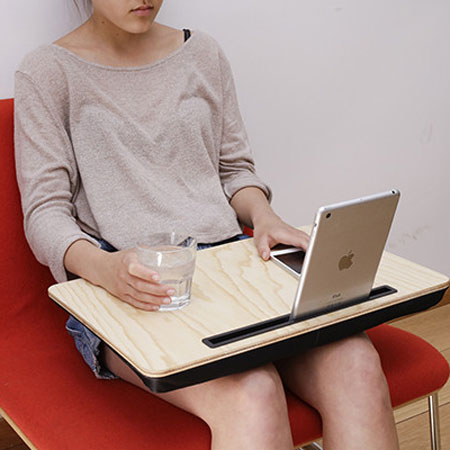 Kikkerland iBed Extra Large Lap Desk W/ Tablet & Phone Holder - Wood