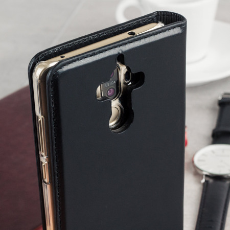 Olixar Genuine Leather Huawei Mate 9 Lommedeksel - Sort