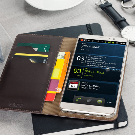 Olixar Huawei Mate 9 Ledertasche Wallet Case in Braun