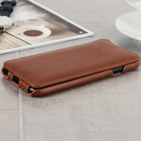 Caseual Genuine Leather iPhone 7 Flip Cover - Italian Tan