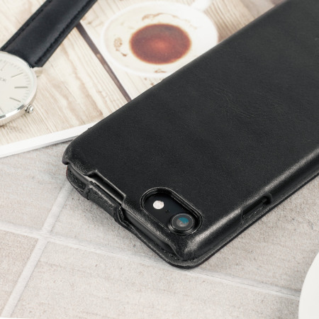 Tranquility Tårer svovl Caseual Genuine Leather iPhone 7 Flip Cover - Italian Black