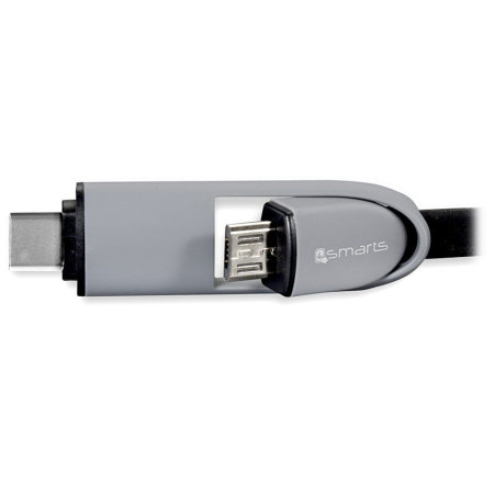 4Smarts MultiCord 3.4A Micro USB & USB-C Car Charger - Black / Grey