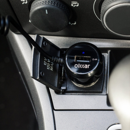 Olixar Super Fast Lightning Car Charger with USB Port - 4.8A - Black