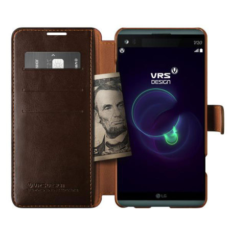 VRS Design Dandy Leather-Style LG V20 Wallet Case - Coffee Brown