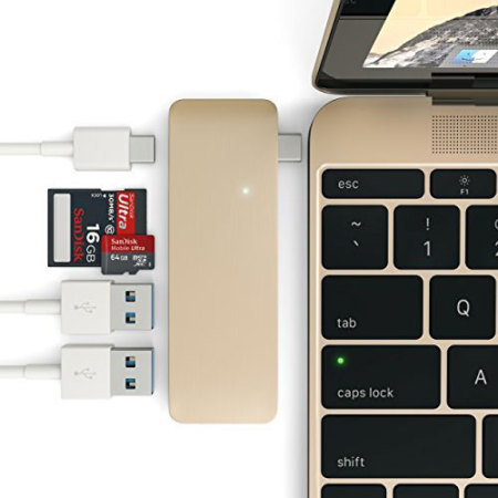 Satechi USB-C Adapter & Hub med USB Laddningsportar - Guld