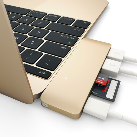 Adaptador Satechi USB-C con puertos USB - Oro