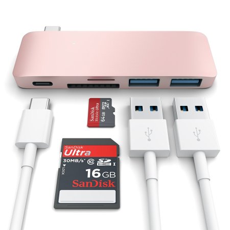 Adaptador Satechi USB-C con puertos USB - Oro Rosa