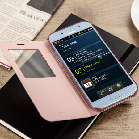 Original Samsung Galaxy A5 2017 Tasche S View Premium Cover in rosa
