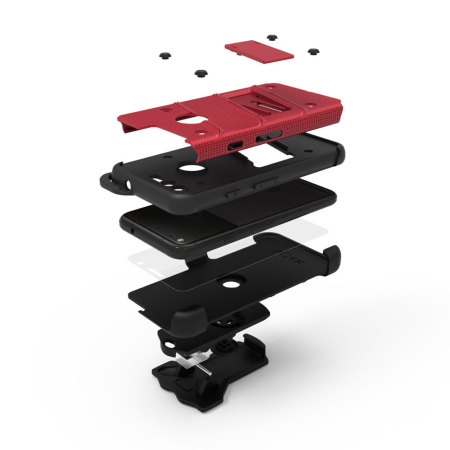 Funda Google Pixel XL Zizo Bolt Series con clip cinturón - Roja /Negra