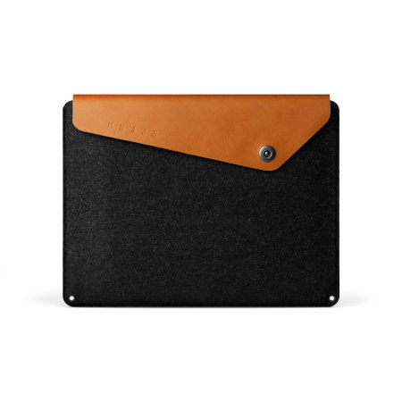 Housse MacBook Pro 13 avec Touch Bar Mujjo en cuir – Noire / Brun