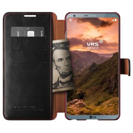 VRS Design Dandy Leather-Style LG G6 Wallet Case - Black