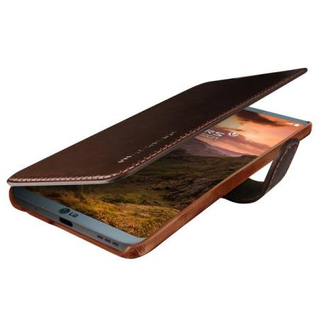 VRS Design Dandy Leather-Style LG G6 Wallet Case - Dark Brown