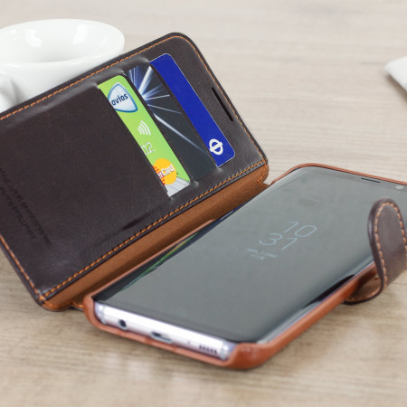 VRS Design Dandy Leather-Style Samsung Galaxy S8 Plånboksfodral - Brun