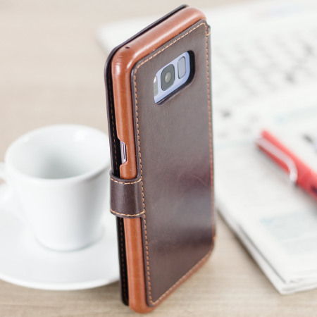 VRS Design Dandy Leather-Style Samsung Galaxy S8 Plånboksfodral - Brun