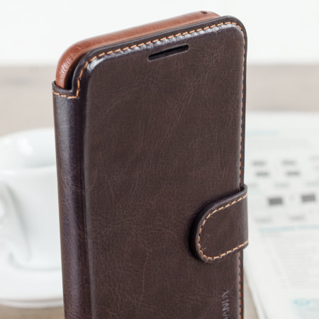 VRS Design Dandy Leather-Style Galaxy S8 Plus Wallet Case - Brown