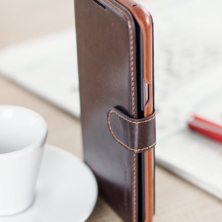 VRS Design Dandy Leather-Style Galaxy S8 Plus Wallet Case - Bruin