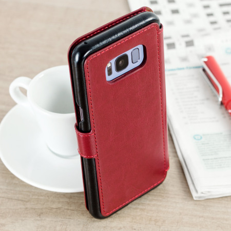 VRS Design Dandy Leather-Style Galaxy S8 Plus Plånboksfodral - Röd