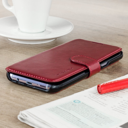 VRS Design Dandy Leather-Style Galaxy S8 Plus Wallet Case - Red