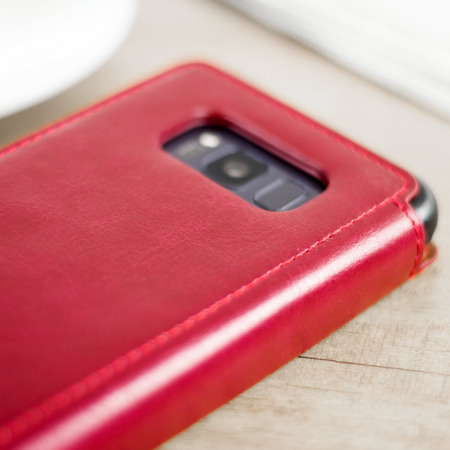 VRS Design Dandy Leather-Style Galaxy S8 Plus Plånboksfodral - Röd