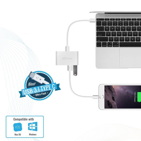 Promate uniHub-C 4-in-1 Compact USB-C Hub with Power Delivery - Silver