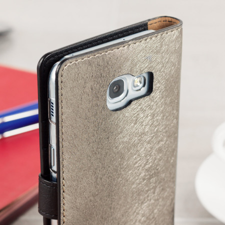 Hansmare Calf Samsung Galaxy A5 2017 Wallet Case - Golden Black