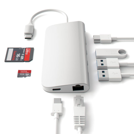 Satechi USB-C Aluminium Multi-Port 4K HDMI Adapter & Hubb - Silver