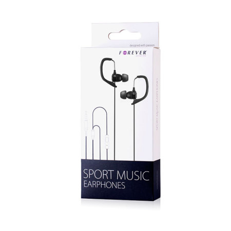 Forever Sport Music In-Ear Headphones with Built-In Mic - Black
