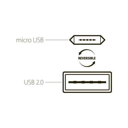 Câble USB/micro USB plat REVERSIBLE 1m Noir - WE