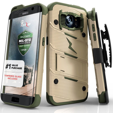 Zizo Bolt Series Samsung Galaxy S7 Edge Case & Belt Clip - Desert Camo