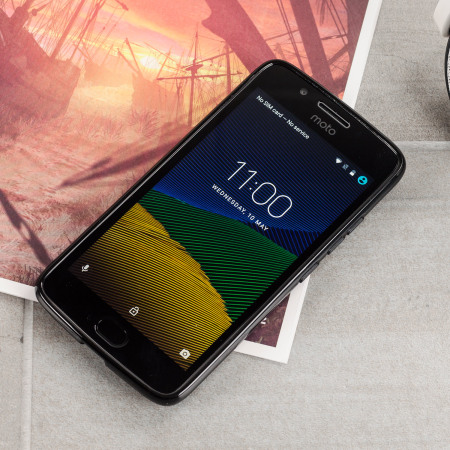 Olixar FlexiShield Motorola Moto G5 Plus Gel Hülle in Tiefes Schwarz