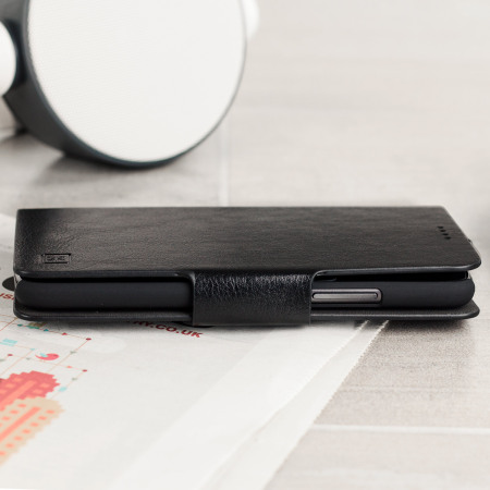 Olixar Leather-Style Moto G5 Plus Wallet Stand Case - Black