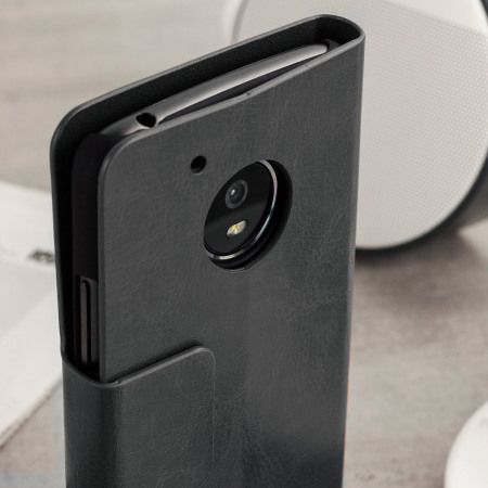 Olixar Lederen Stijl Moto G5 Plus Portemonnee Case - Zwart