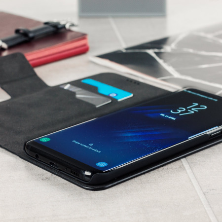 Funda Galaxy S8 Olixar tipo cuero y cartera - Negra