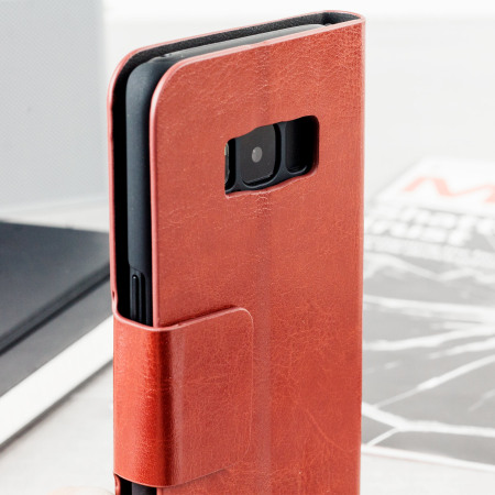 Olixar Leather-Style Samsung Galaxy S8 Plus Plånboksfodral - Brun