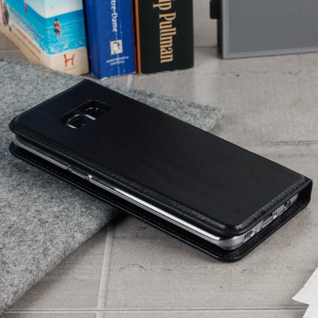 Housse Samsung Galaxy S8 Olixar Portefeuille en cuir véritable – Noire