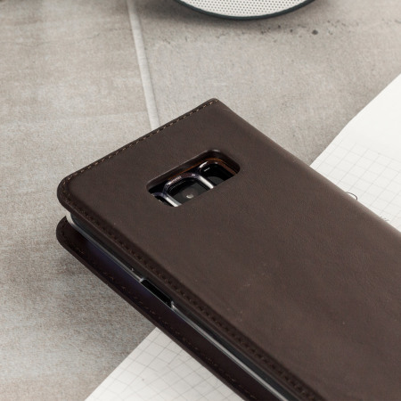 Olixar Genuine Leather Samsung Galaxy S8 Executive Wallet Case - Brown