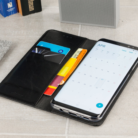 Olixar Leather Samsung Galaxy S8 Plus Executive Plånboksfodral-Svart