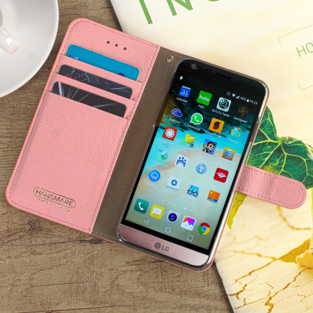 Hansmare Calf LG G6 Wallet Case - Pink