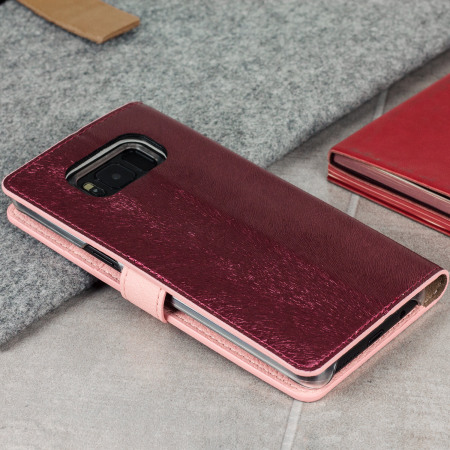 Hansmare Calf Samsung Galaxy S8 Wallet Case - Roze
