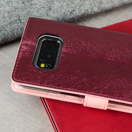 Housse Samsung Galaxy S8 Hansmare Portefeuille en cuir – Rose