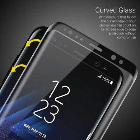 Olixar Galaxy S8 Plus Full Cover Glass Screen Protector - Black