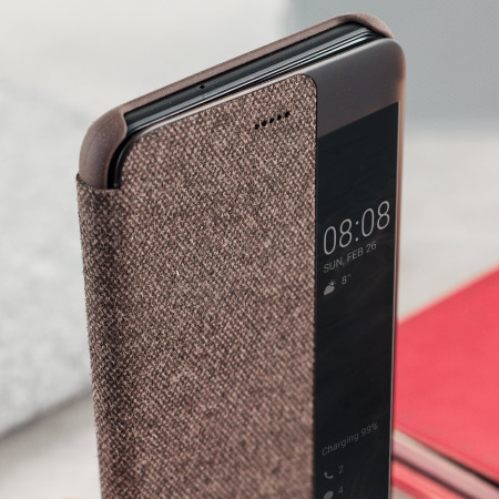 Official Huawei P10 Plus Smart View Flip Case - Brown