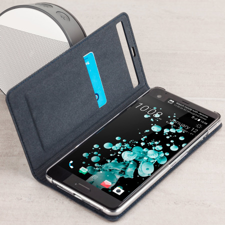 Housse Officielle HTC U Ultra avec rabat en cuir – Bleue foncée