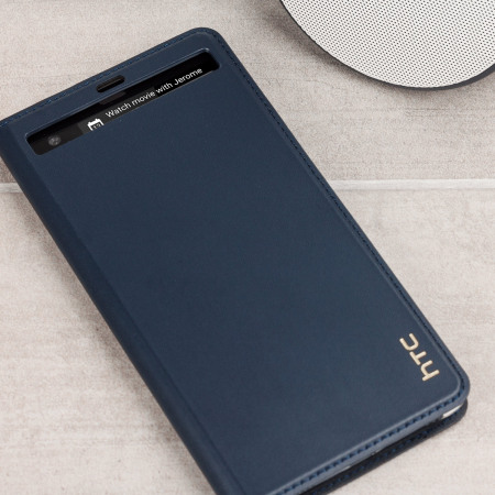 Official HTC U Ultra Genuine Leather Plånboksfodral - Mörkblå