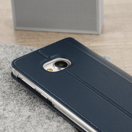 Housse Officielle HTC U Play avec rabat en cuir véritable – Bleu foncé