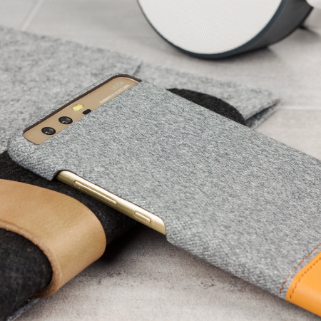 Official Huawei P10 Plus Mashup Fabric / Leather Skal - Ljusgrå