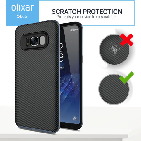 Olixar X-Duo Samsung Galaxy S8 Case - Koolstofvezel Metallic Grijs
