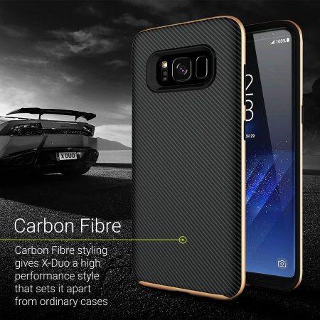 Coque Samsung Galaxy S8 Olixar X-Duo effet fibres de carbone – Or