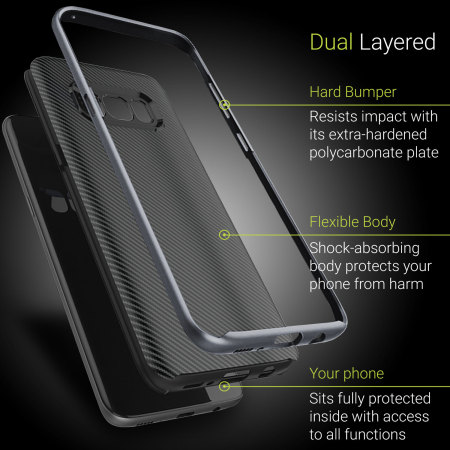 Olixar X-Duo Samsung Galaxy S8 Plus Skal - Kolfiber Metallisk grå